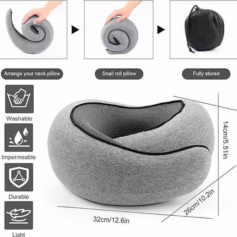 Slow Rebound Snail Travel Pillow Portable Memory Foam U-Shaped Neck Pillow