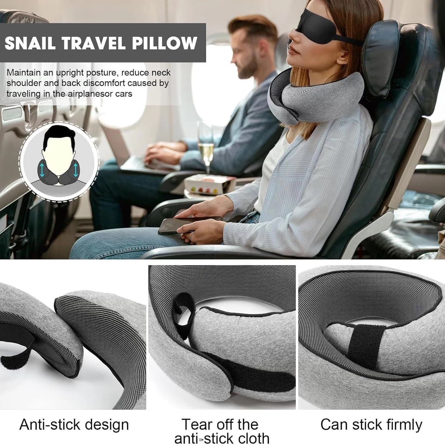 Slow Rebound Snail Travel Pillow Portable Memory Foam U-Shaped Neck Pillow